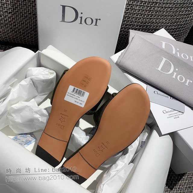 DIOR女鞋 迪奧2021專櫃新款磨砂新大底涼拖 Dior一字型刺繡平拖  naq1494